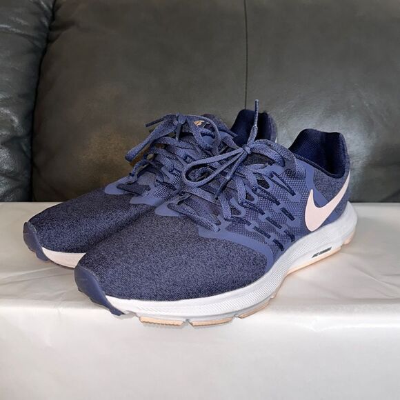 NIKE 9.5 Run Swift Women’s Heather Indigo Blue Knit White Running Sneakers - Picture 11 of 11